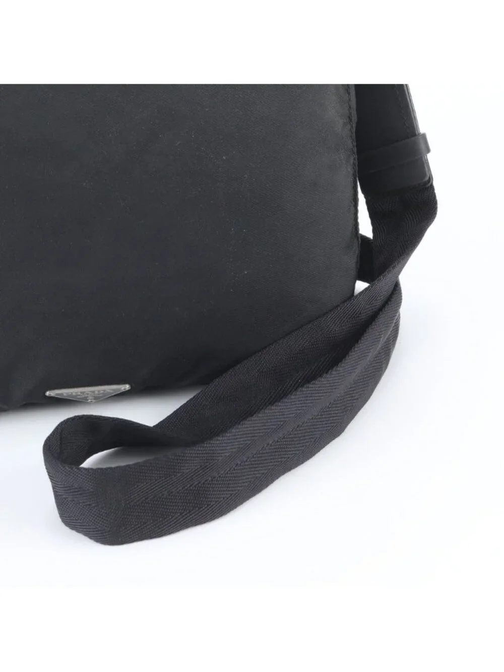 Prada White Tessuto Nylon Triangle Logo Leather Shoulder Bag Crossbody Messenger